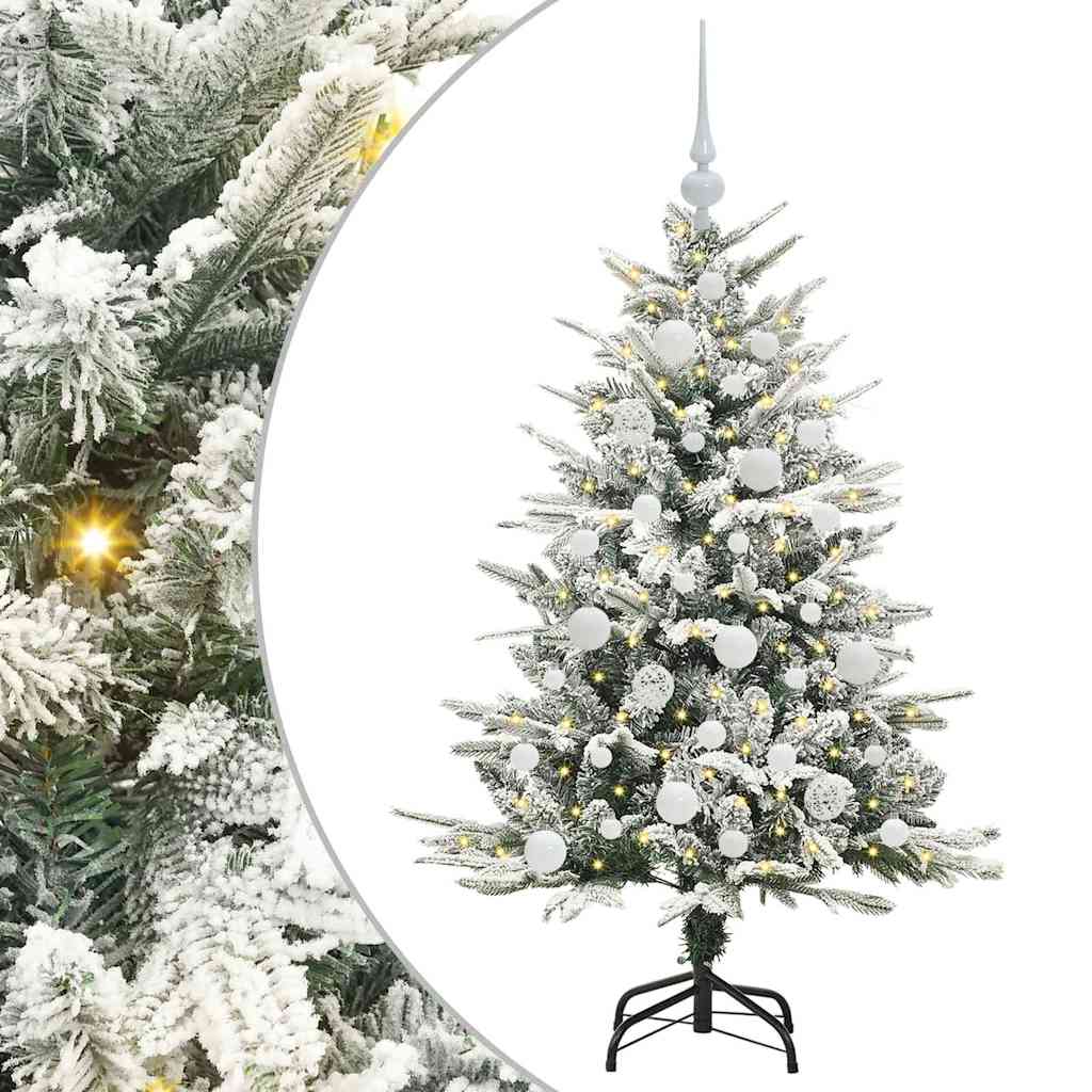 Kunstmatige Vorstverlichte Kerstboom met Bal Set Groen 120 cm