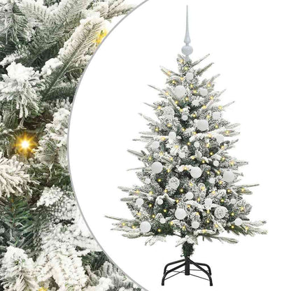 Kunstmatige Vorstverlichte Kerstboom met Bal Set Groen 120 cm