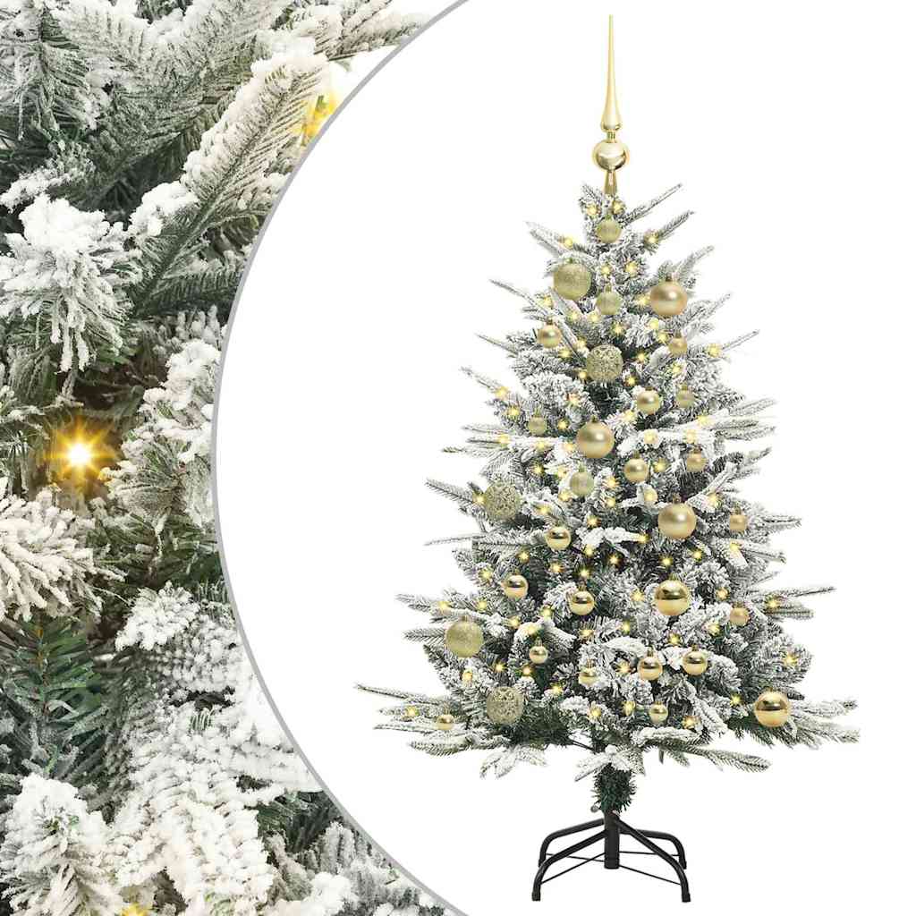 Kunstmatige Vorstverlichte Kerstboom met Bal Set Groen 120 cm