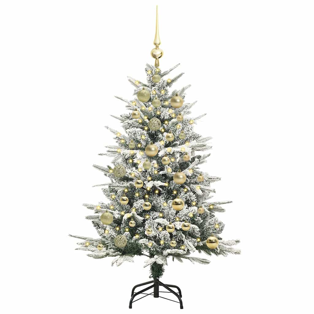 Kunstmatige Vorstverlichte Kerstboom met Bal Set Groen 120 cm