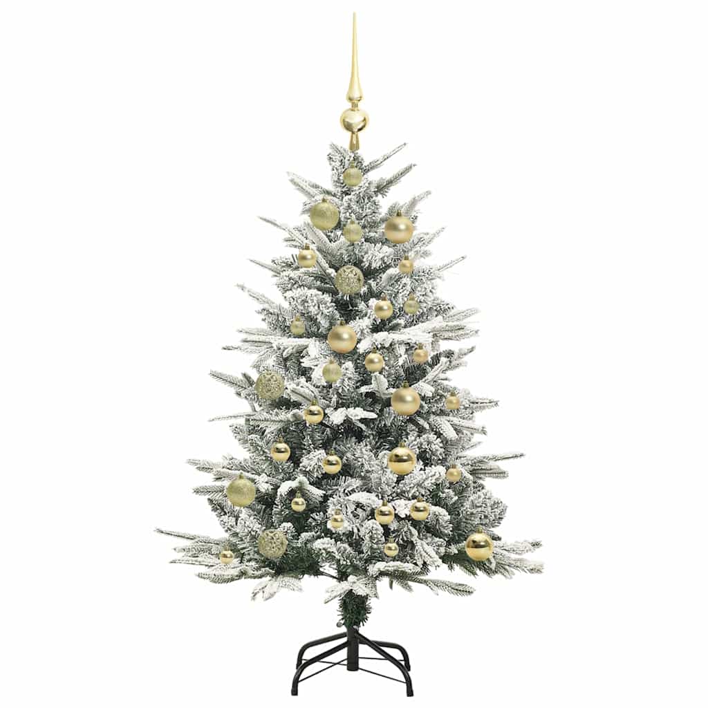 Kunstmatige Vorstverlichte Kerstboom met Bal Set Groen 120 cm