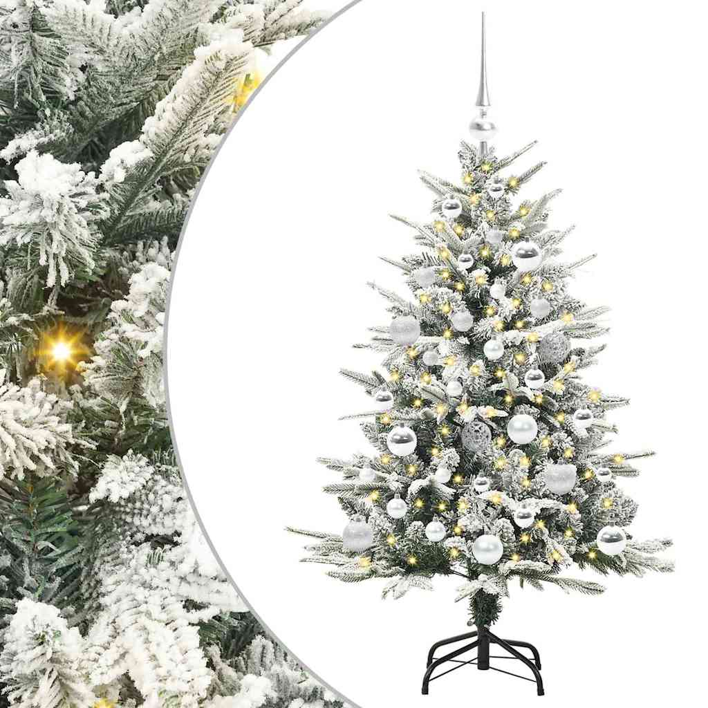 Kunstmatige Vorstverlichte Kerstboom met Bal Set Groen 120 cm