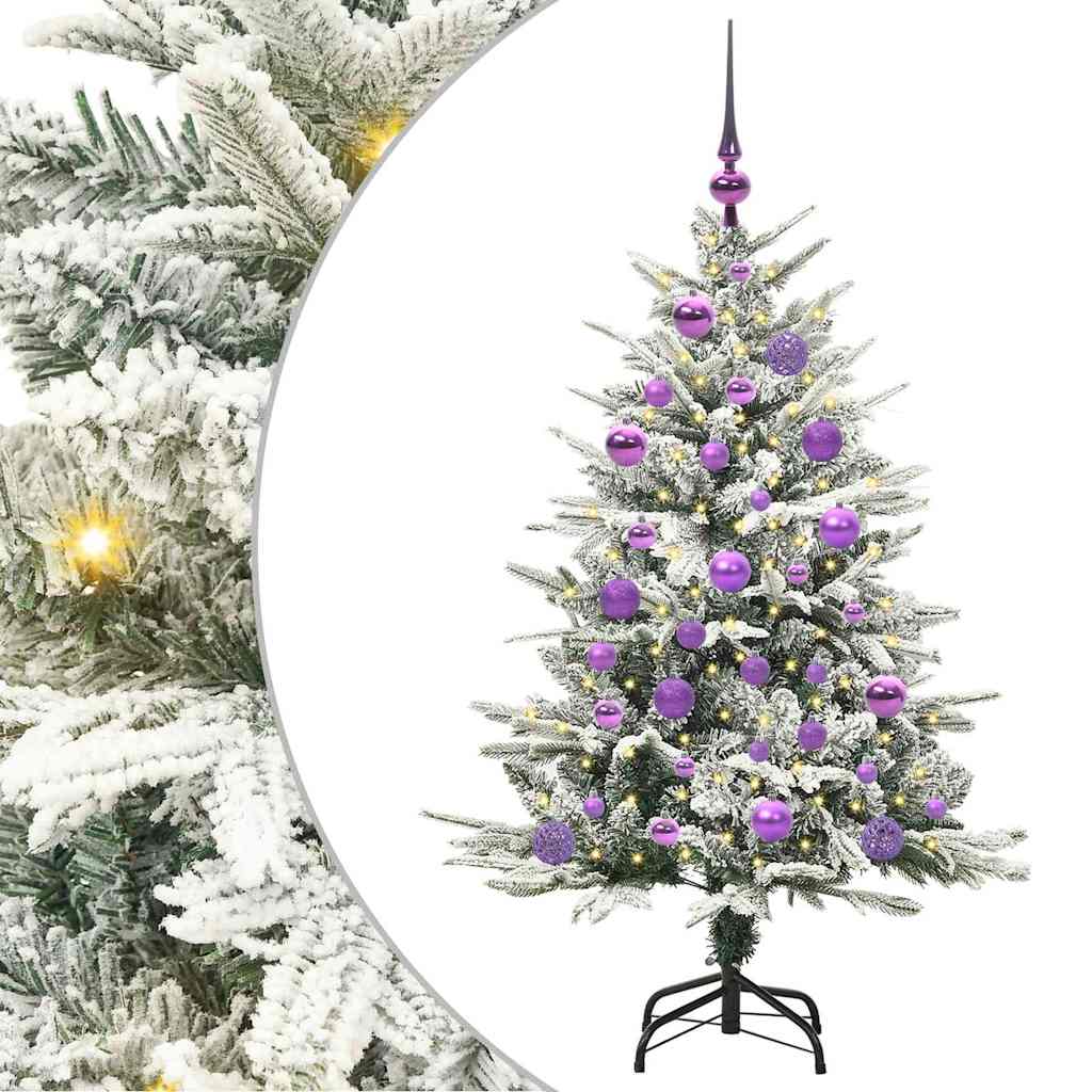 Kunstmatige Vorstverlichte Kerstboom met Bal Set Groen 120 cm
