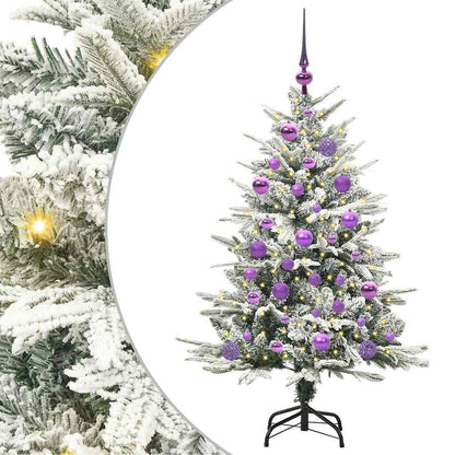 Kunstmatige Vorstverlichte Kerstboom met Bal Set Groen 120 cm