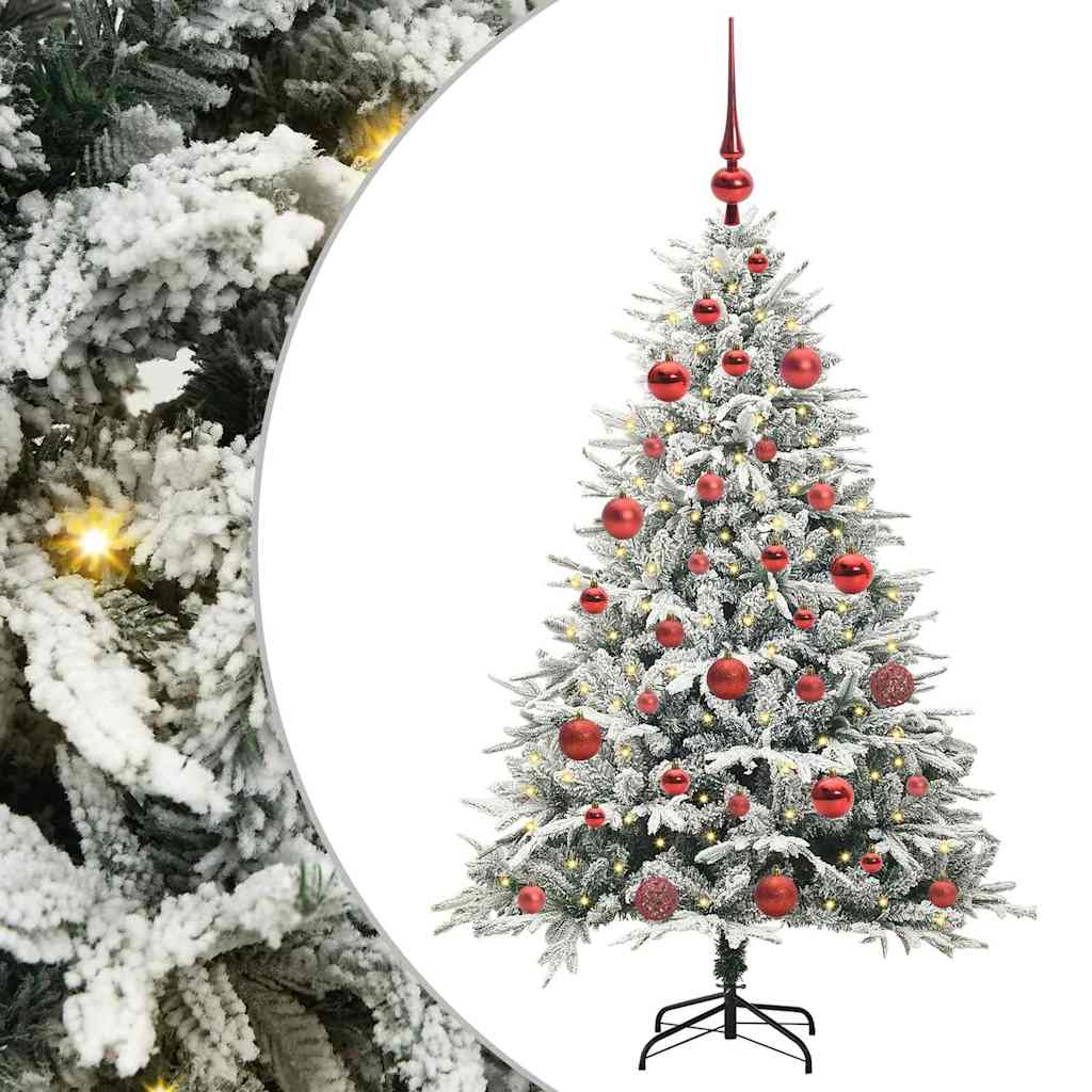 Kunstmatige Vorstverlichte Kerstboom met Bal Set Groen 150 cm