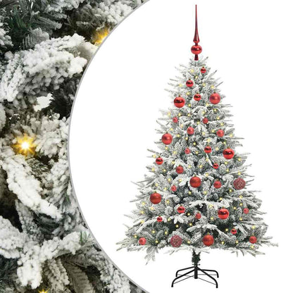 Kunstmatige Vorstverlichte Kerstboom met Bal Set Groen 150 cm