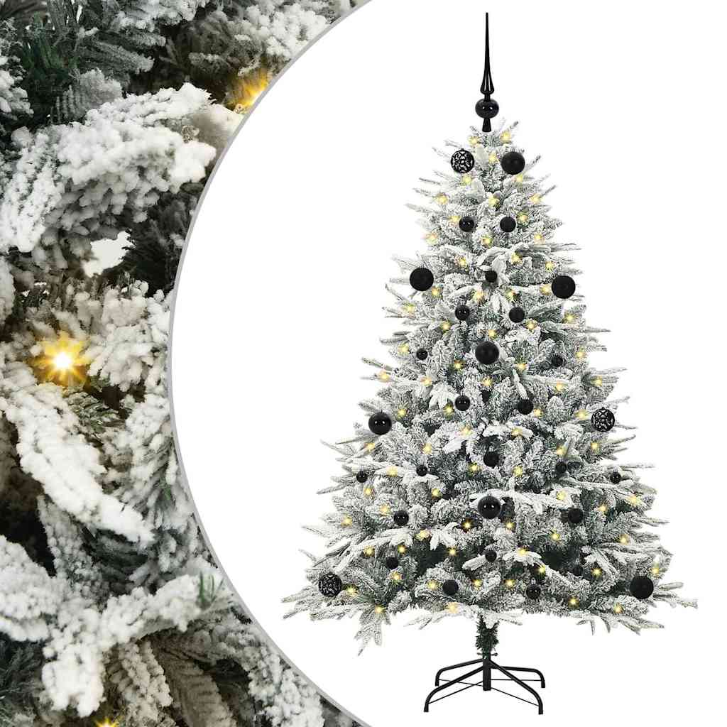 Kunstmatige Vorstverlichte Kerstboom met Bal Set Groen 150 cm