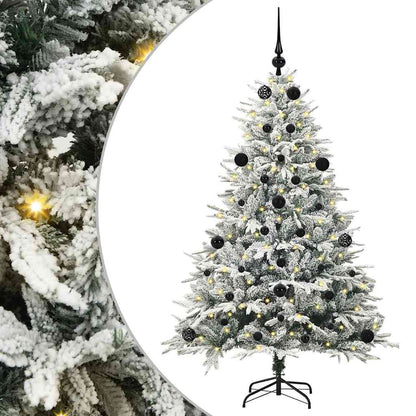 Kunstmatige Vorstverlichte Kerstboom met Bal Set Groen 150 cm