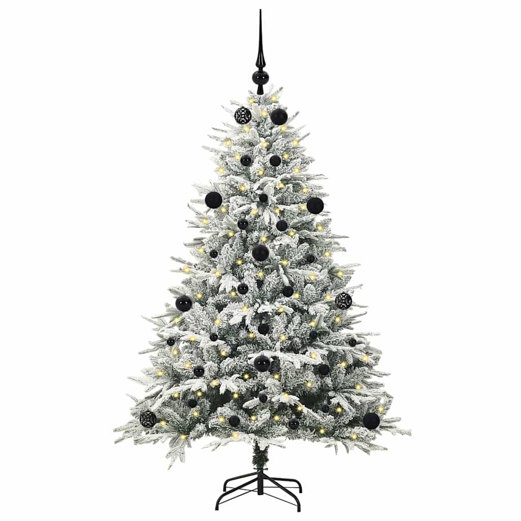 Kunstmatige Vorstverlichte Kerstboom met Bal Set Groen 150 cm
