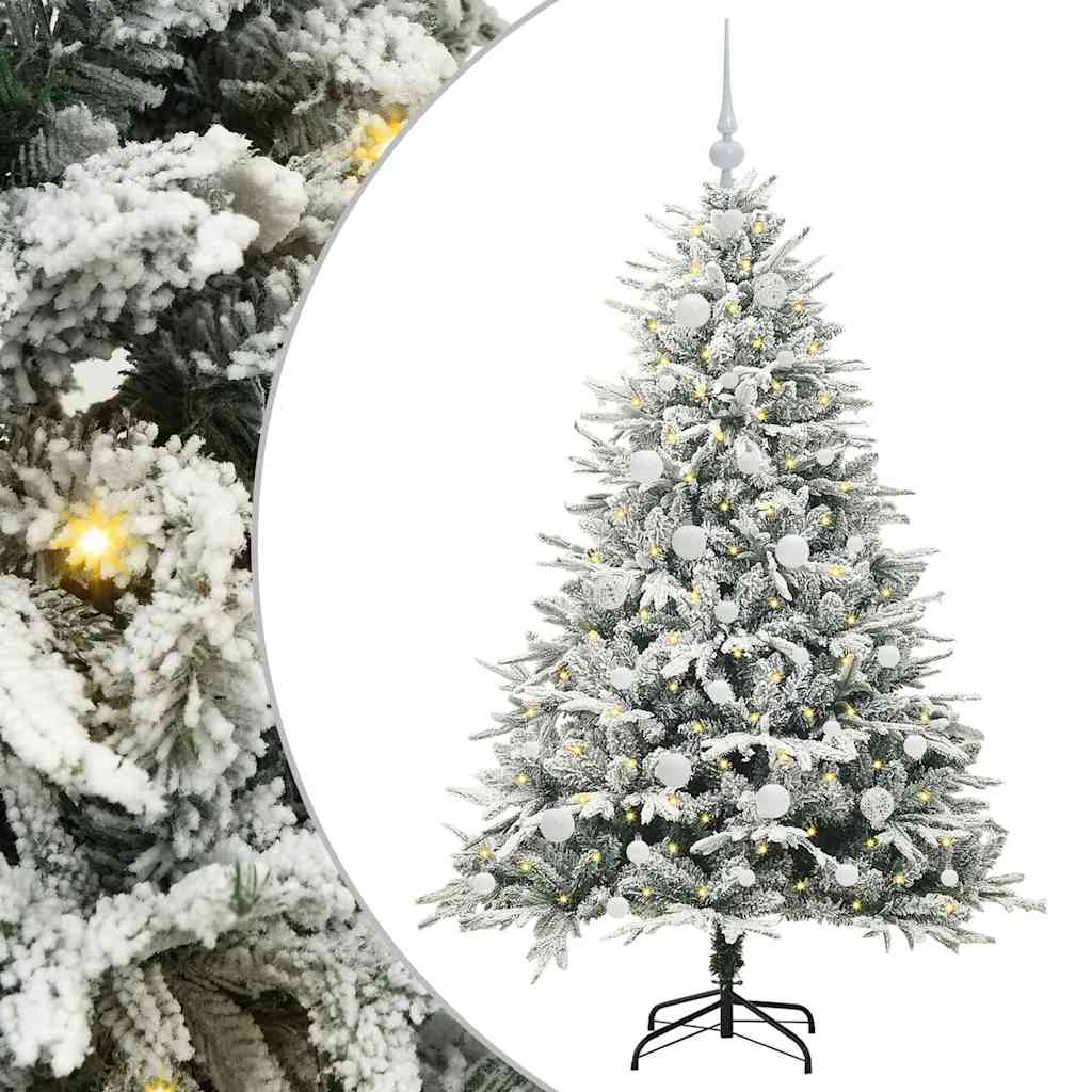 Kunstmatige Vorstverlichte Kerstboom met Bal Set Groen 150 cm