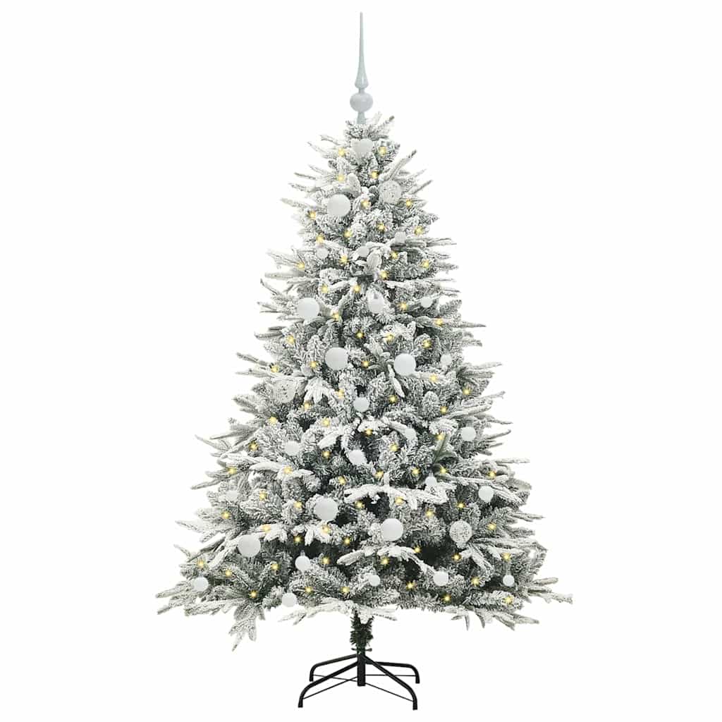 Kunstmatige Vorstverlichte Kerstboom met Bal Set Groen 150 cm
