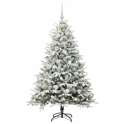 Kunstmatige Vorstverlichte Kerstboom met Bal Set Groen 150 cm