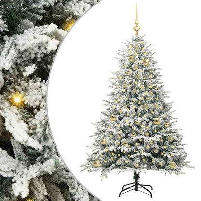 Kunstmatige Vorstverlichte Kerstboom met Bal Set Groen 150 cm