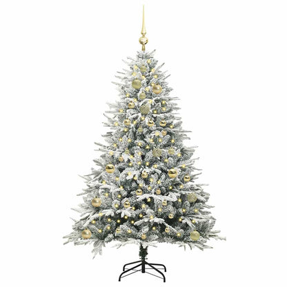 Kunstmatige Vorstverlichte Kerstboom met Bal Set Groen 150 cm