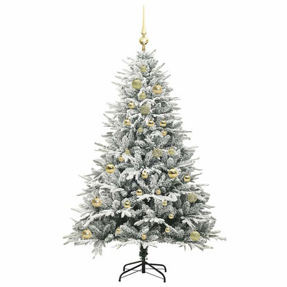 Kunstmatige Vorstverlichte Kerstboom met Bal Set Groen 150 cm