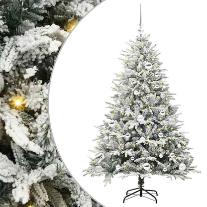 Kunstmatige Vorstverlichte Kerstboom met Bal Set Groen 150 cm