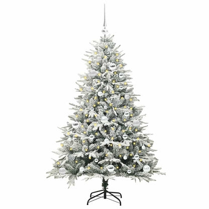 Kunstmatige Vorstverlichte Kerstboom met Bal Set Groen 150 cm