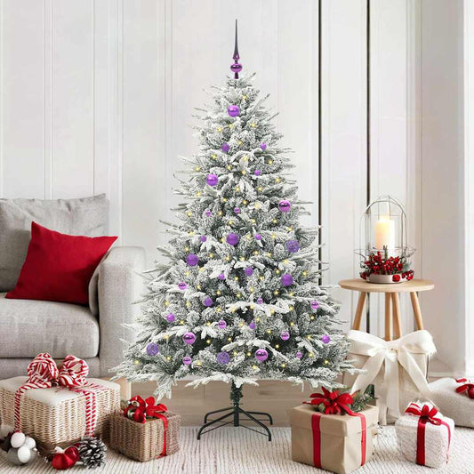 Kunstmatige Vorstverlichte Kerstboom met Bal Set Groen 150 cm