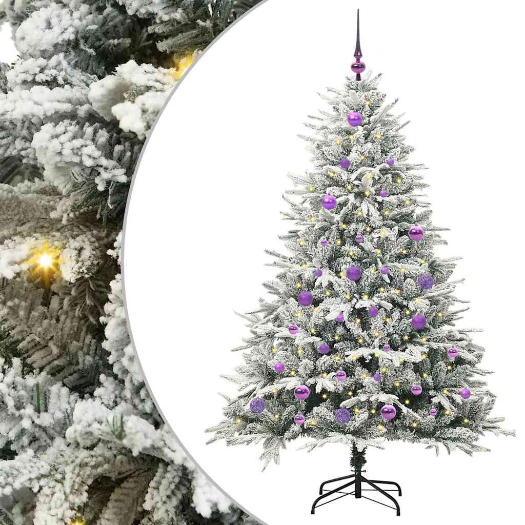 Kunstmatige Vorstverlichte Kerstboom met Bal Set Groen 150 cm