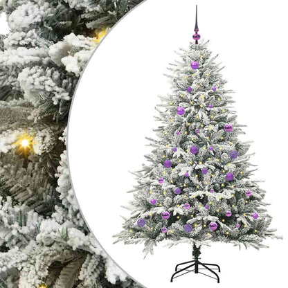 Kunstmatige Vorstverlichte Kerstboom met Bal Set Groen 150 cm