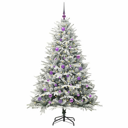 Kunstmatige Vorstverlichte Kerstboom met Bal Set Groen 150 cm