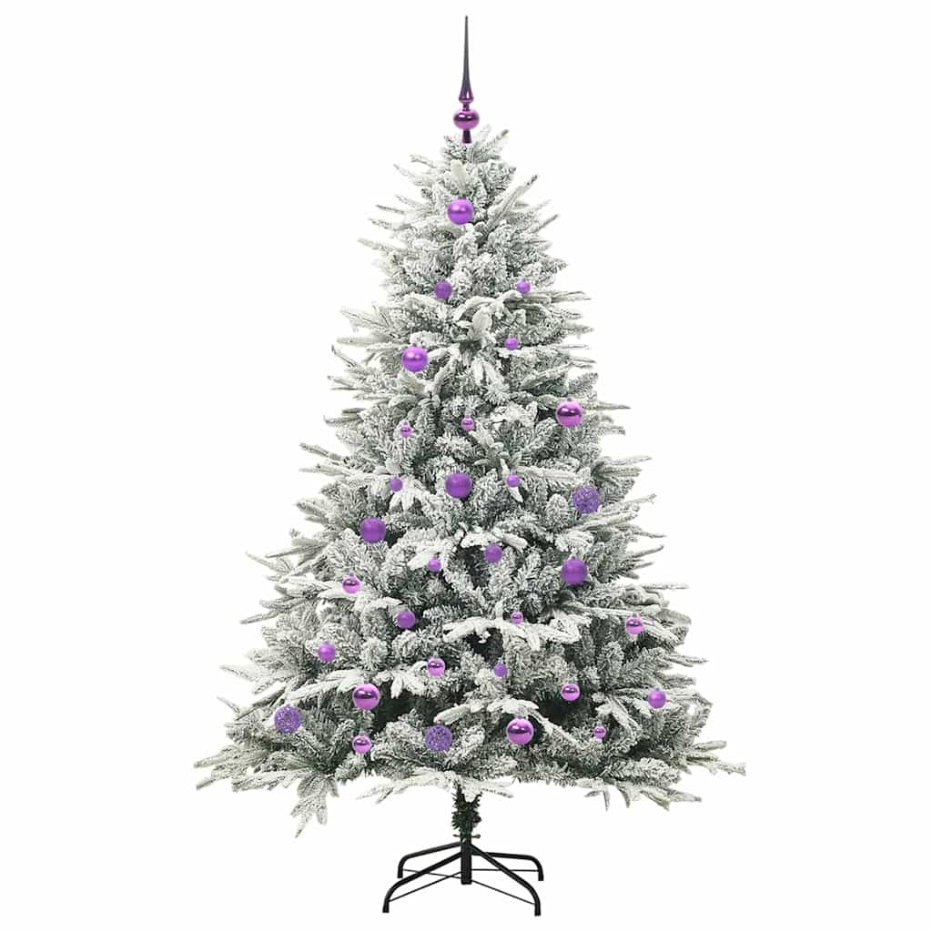 Kunstmatige Vorstverlichte Kerstboom met Bal Set Groen 150 cm