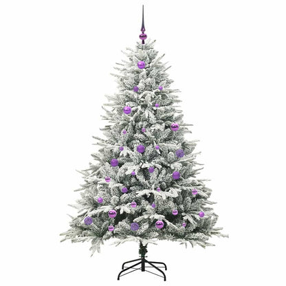 Kunstmatige Vorstverlichte Kerstboom met Bal Set Groen 150 cm
