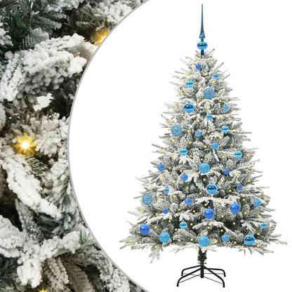 Kunstmatige Vorstverlichte Kerstboom met Bal Set Groen 150 cm
