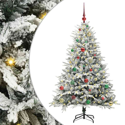 Kunstmatige Vorstverlichte Kerstboom met Bal Set Groen 150 cm