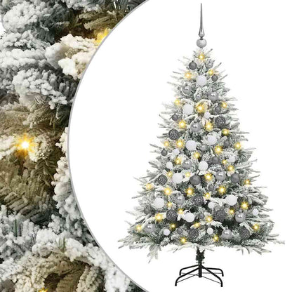 Kunstmatige Vorstverlichte Kerstboom met Bal Set Groen 180 cm