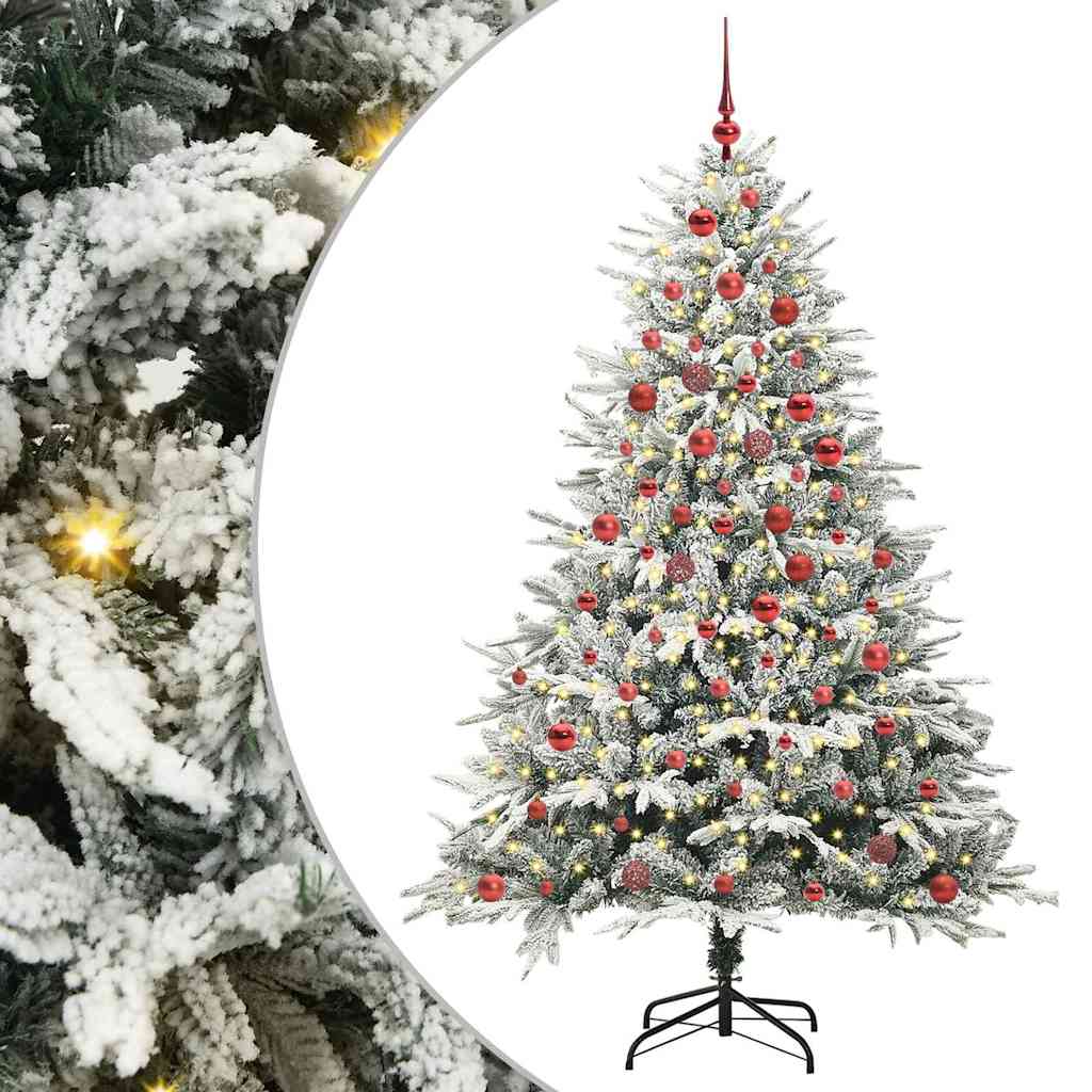 Kunstmatige Vorstverlichte Kerstboom met Bal Set Groen 180 cm