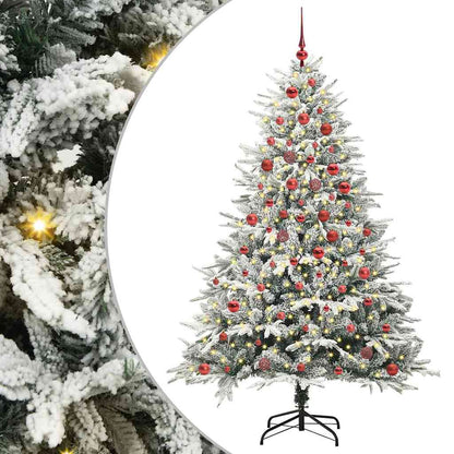 Kunstmatige Vorstverlichte Kerstboom met Bal Set Groen 180 cm