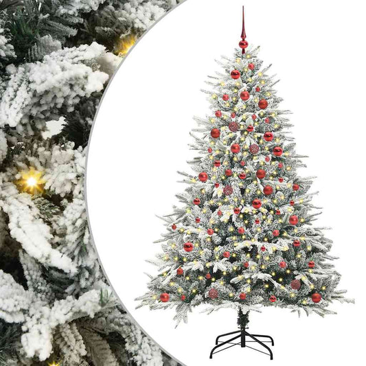 Kunstmatige Vorstverlichte Kerstboom met Bal Set Groen 180 cm