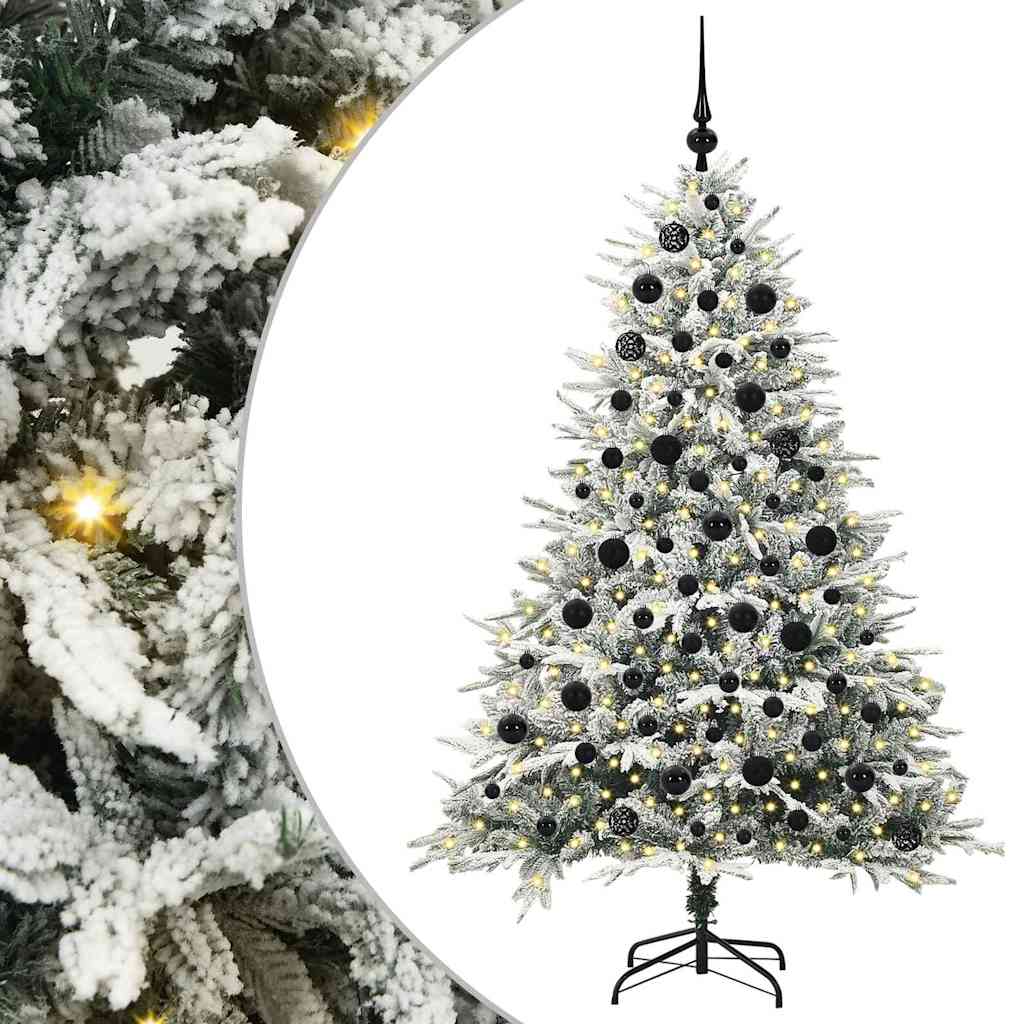 Kunstmatige Vorstverlichte Kerstboom met Bal Set Groen 180 cm