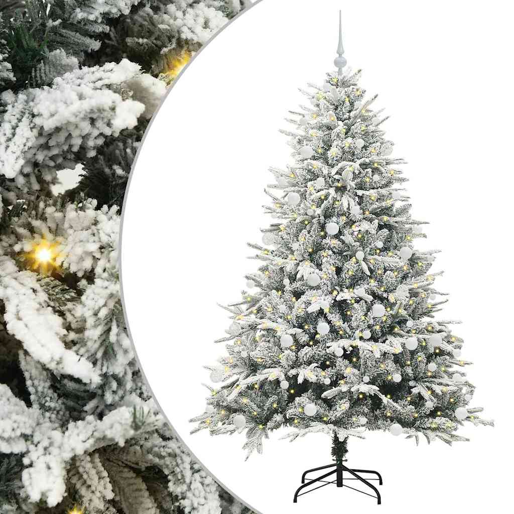 Kunstmatige Vorstverlichte Kerstboom met Bal Set Groen 180 cm