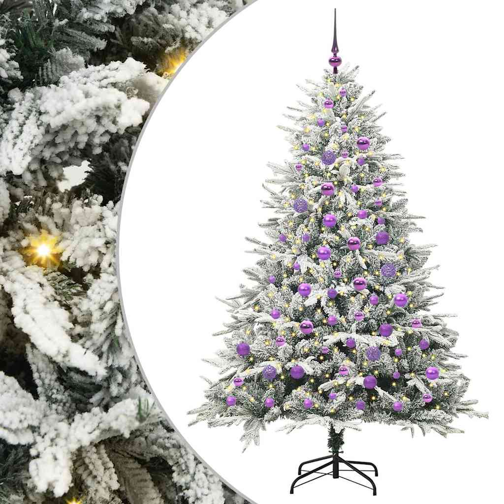 Kunstmatige Vorstverlichte Kerstboom met Bal Set Groen 180 cm