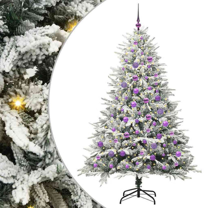 Kunstmatige Vorstverlichte Kerstboom met Bal Set Groen 180 cm