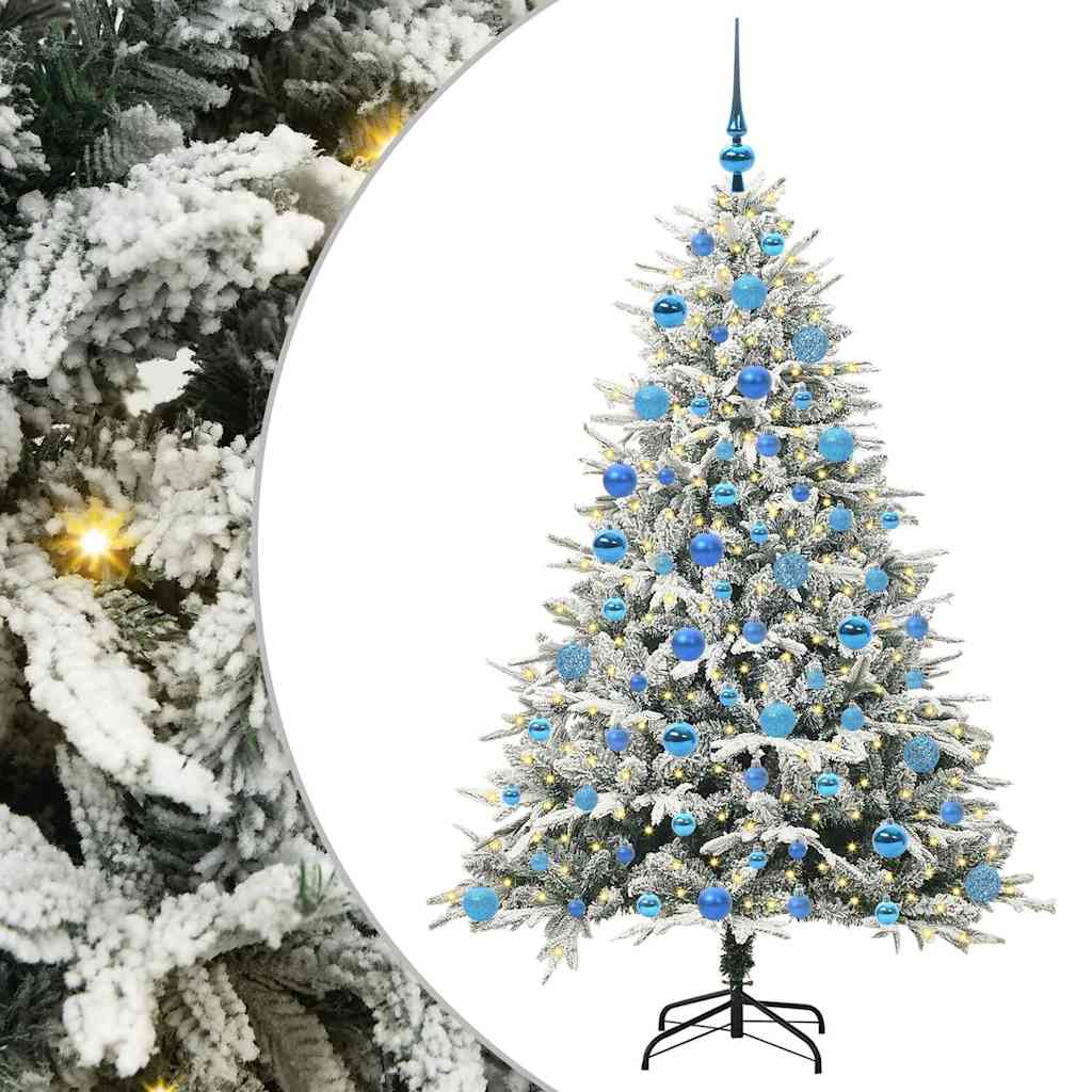 Kunstmatige Vorstverlichte Kerstboom met Bal Set Groen 180 cm