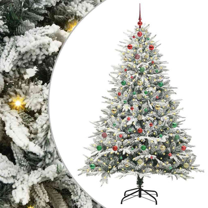 Kunstmatige Vorstverlichte Kerstboom met Bal Set Groen 180 cm