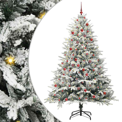 Kunstmatige Vorstverlichte Kerstboom met Bal Set Groen 210 cm