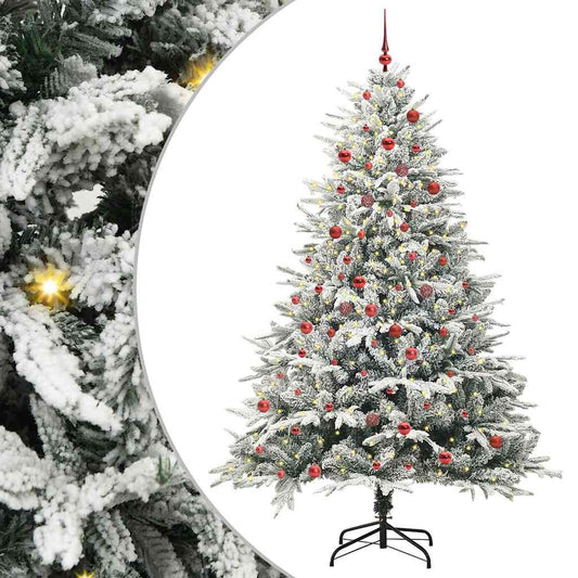 Kunstmatige Vorstverlichte Kerstboom met Bal Set Groen 210 cm