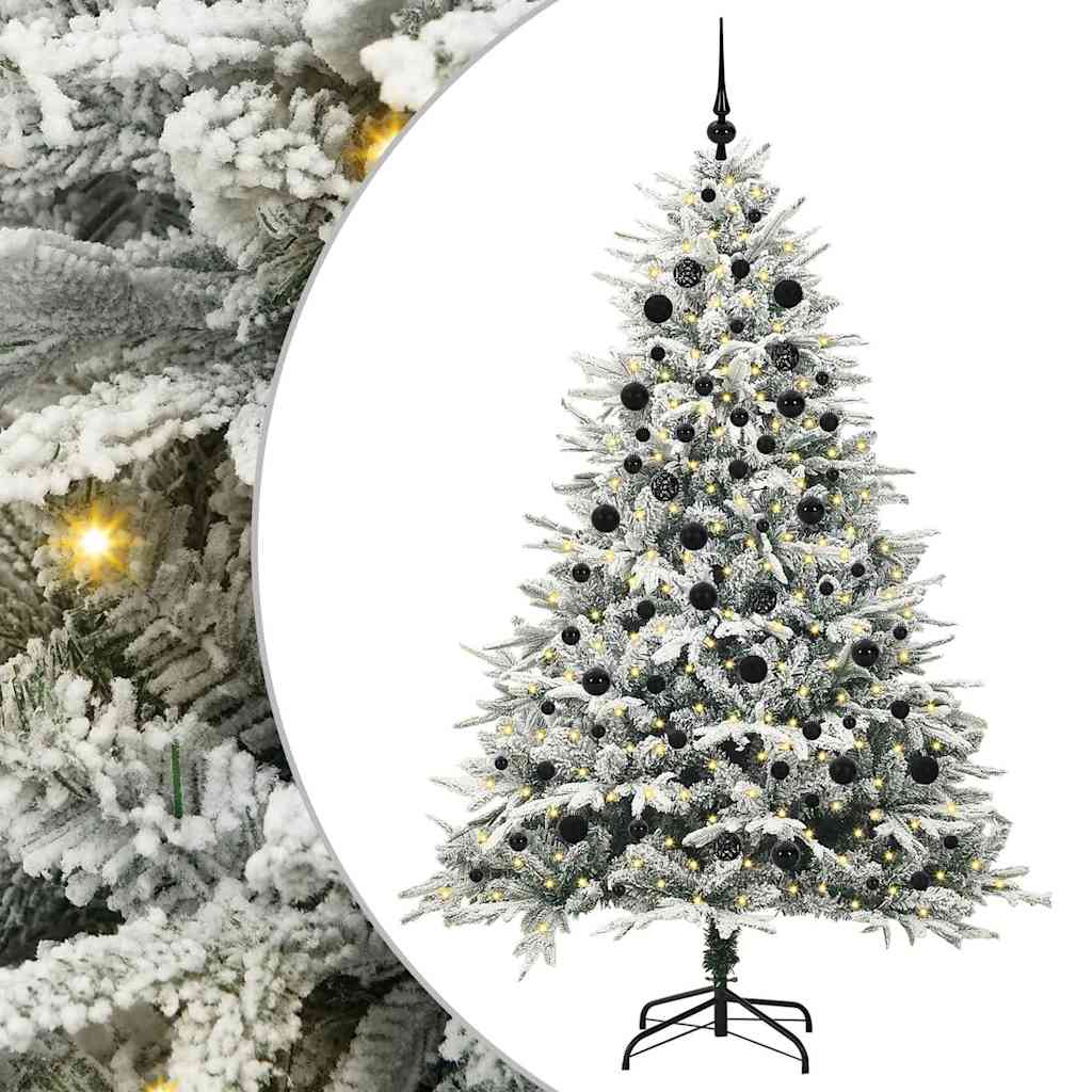 Kunstmatige Vorstverlichte Kerstboom met Bal Set Groen 210 cm