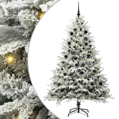 Kunstmatige Vorstverlichte Kerstboom met Bal Set Groen 210 cm