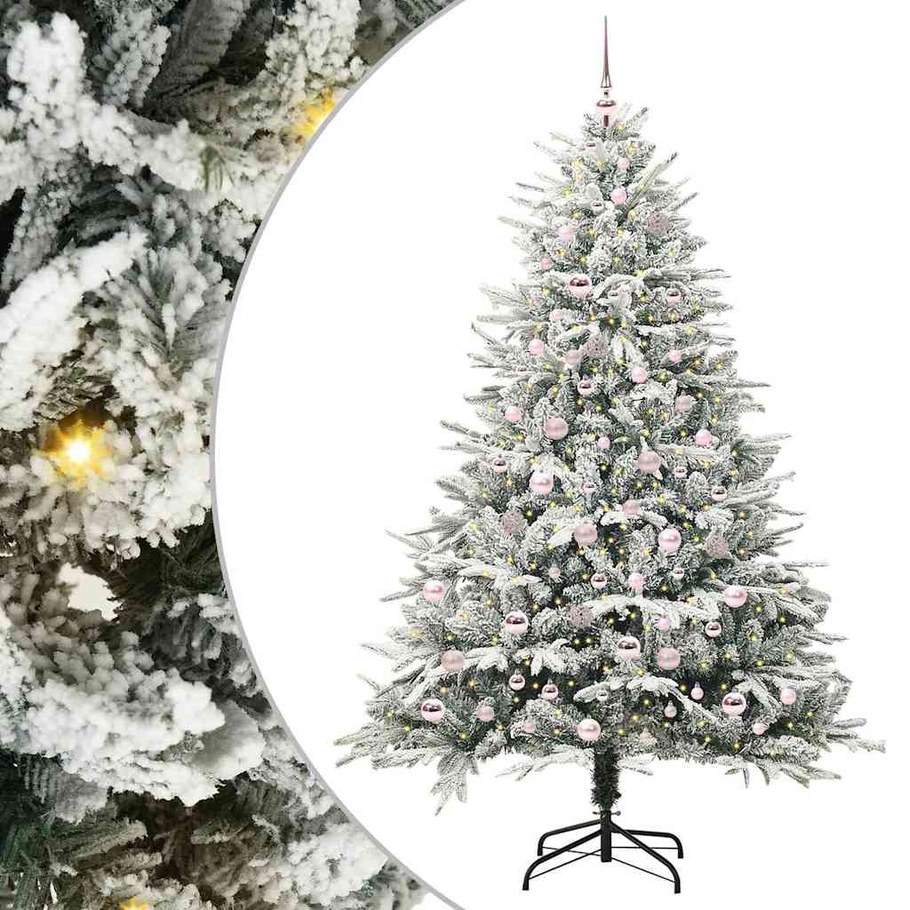 Kunstmatige Vorstverlichte Kerstboom met Bal Set Groen 210 cm