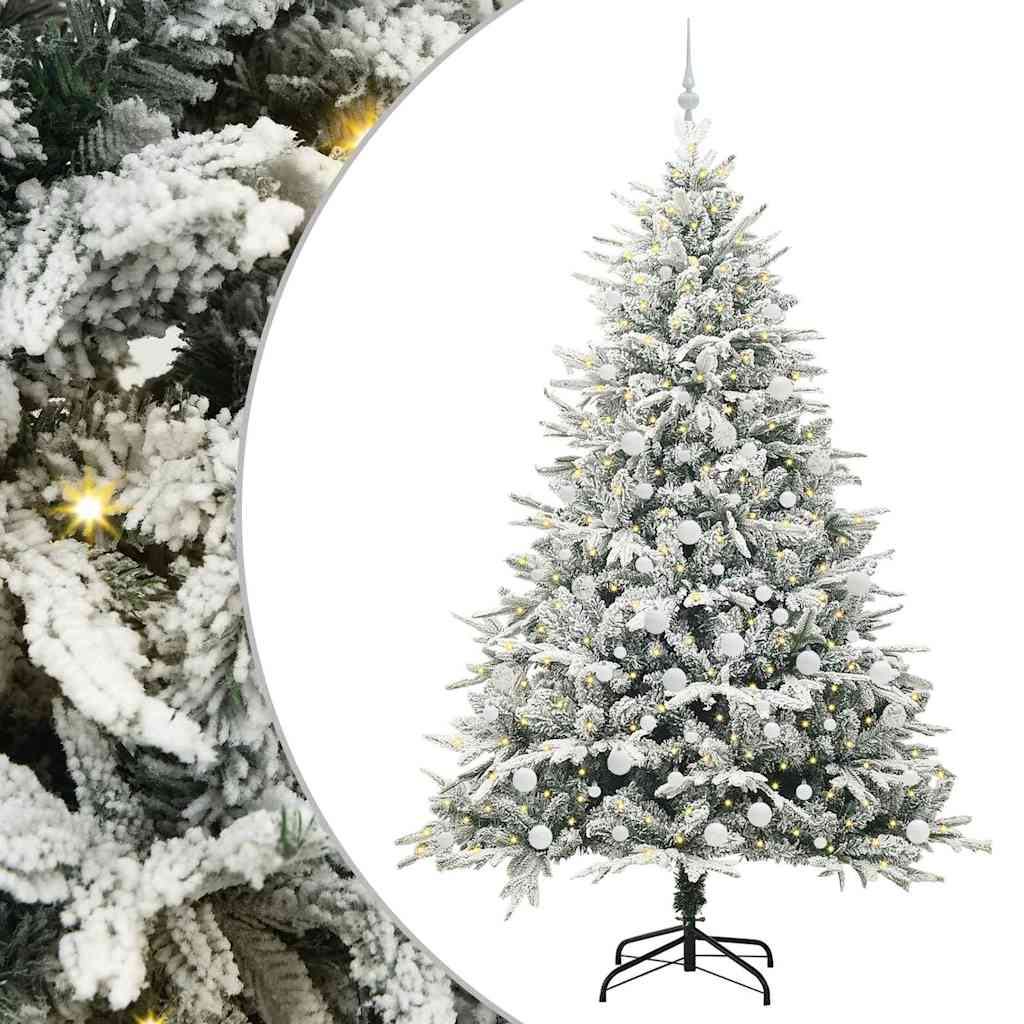 Kunstmatige Vorstverlichte Kerstboom met Bal Set Groen 210 cm