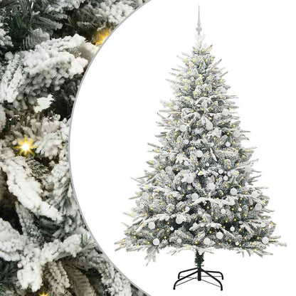 Kunstmatige Vorstverlichte Kerstboom met Bal Set Groen 210 cm