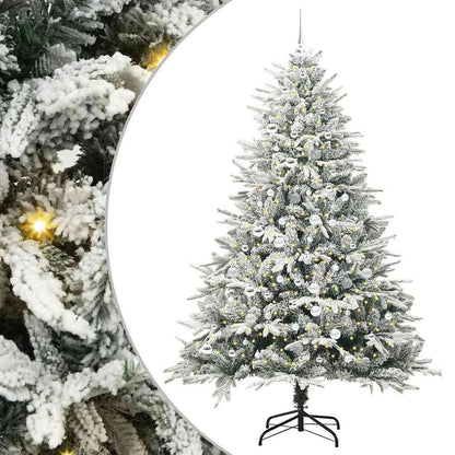 Kunstmatige Vorstverlichte Kerstboom met Bal Set Groen 210 cm
