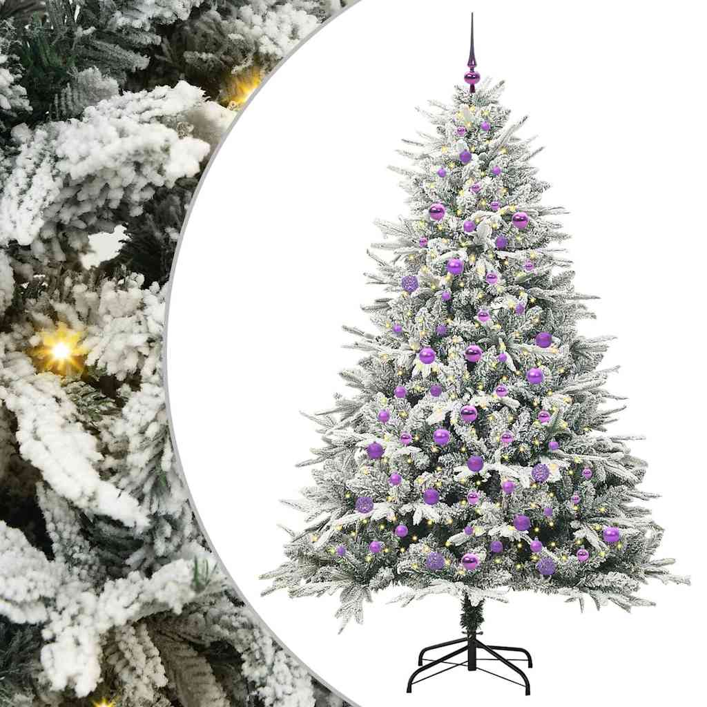 Kunstmatige Vorstverlichte Kerstboom met Bal Set Groen 210 cm