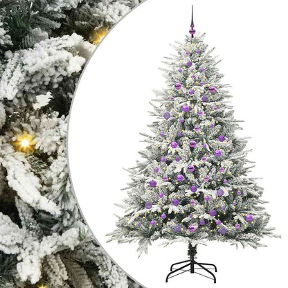 Kunstmatige Vorstverlichte Kerstboom met Bal Set Groen 210 cm
