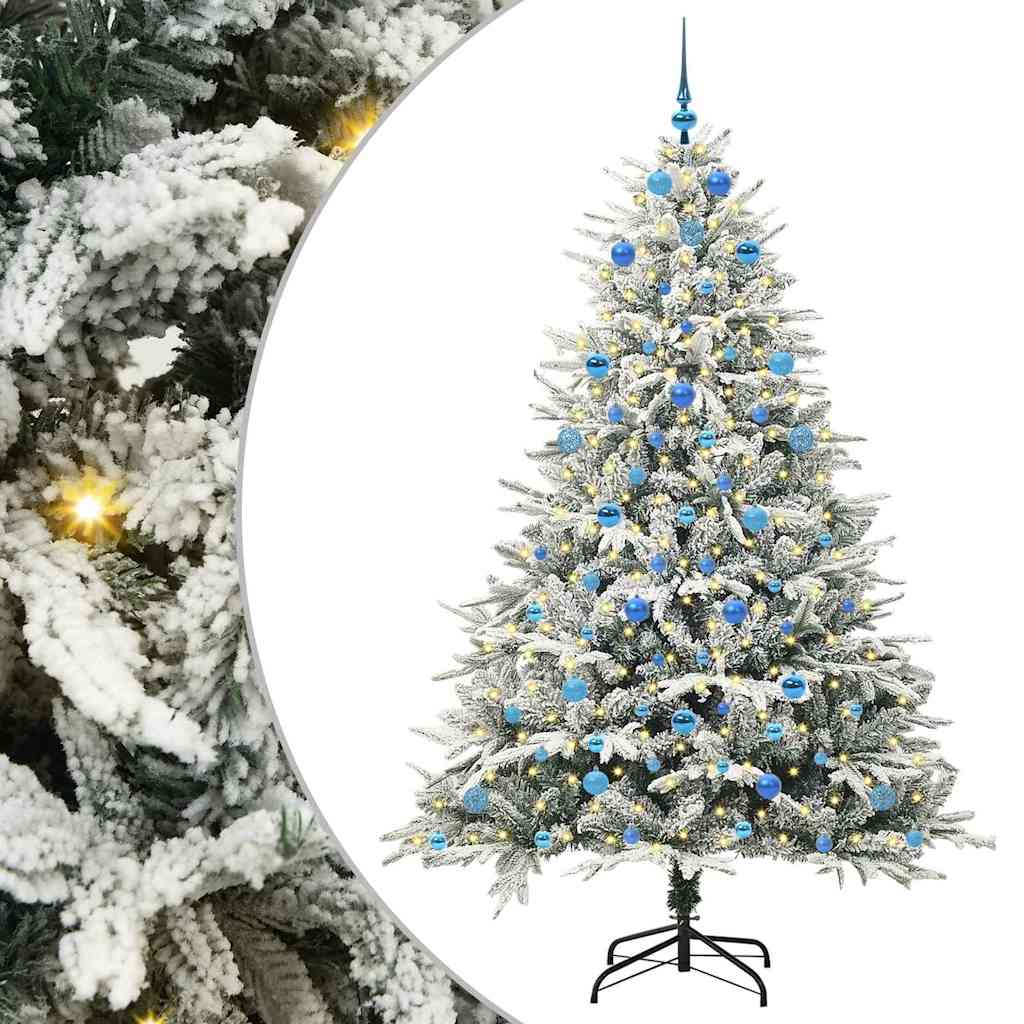 Kunstmatige Vorstverlichte Kerstboom met Bal Set Groen 210 cm